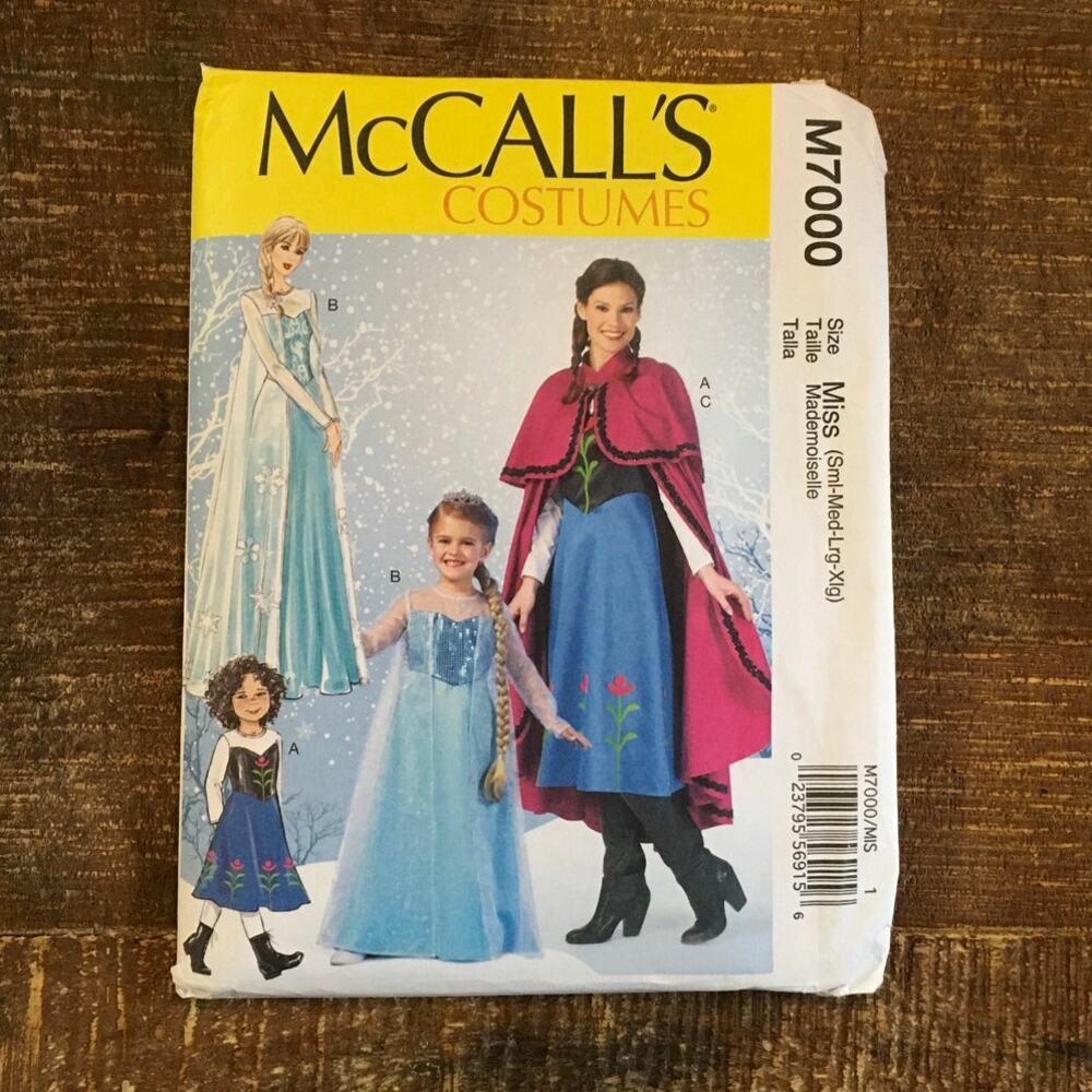 McCalls Sewing Pattern M7000 Frozen Anna Elsa Cosplay Princess Size 8-22 UNCUT